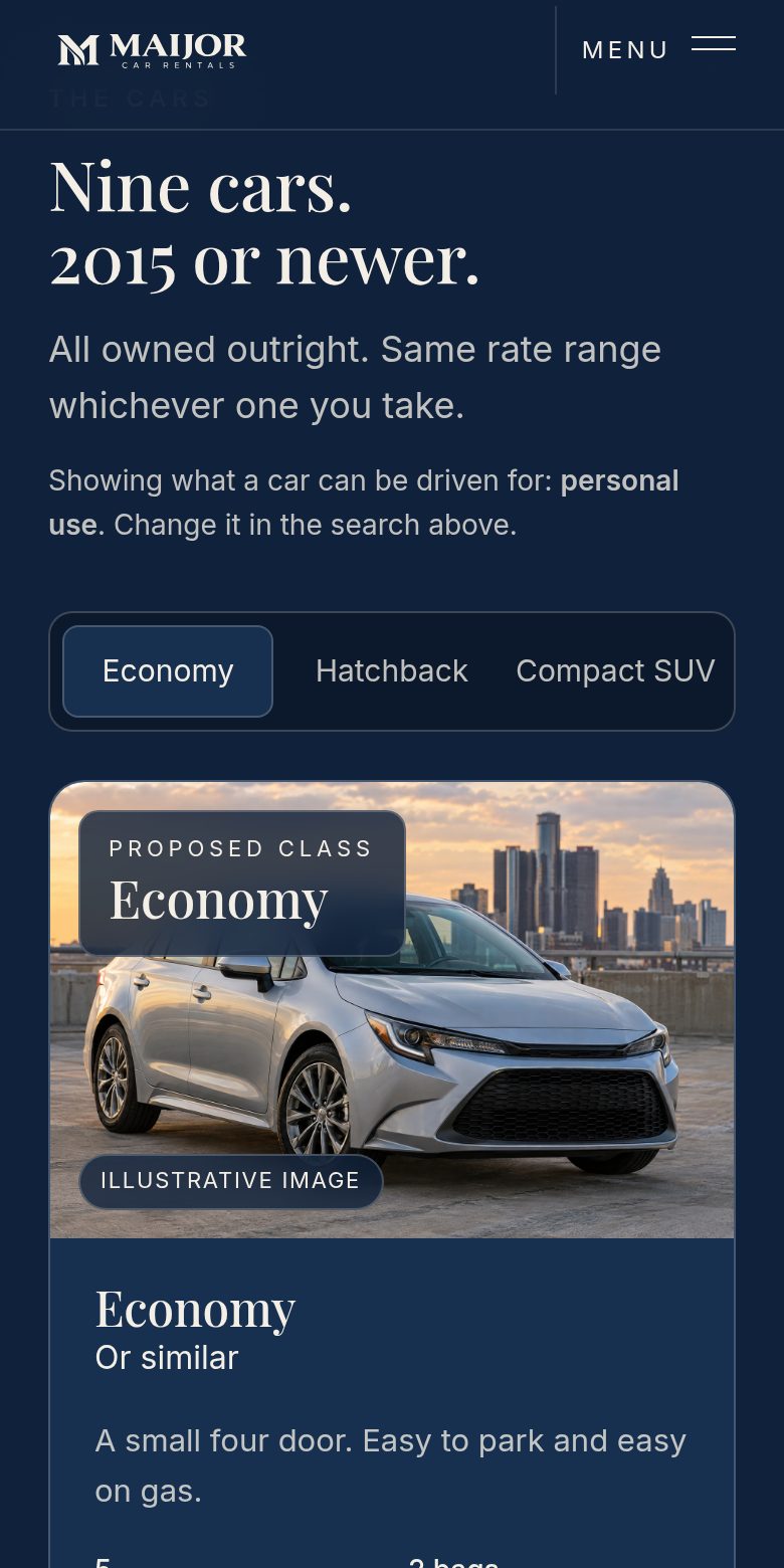 MAIJOR Car Rentals, screen 2
